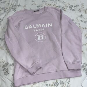 Balmain Purple Crew Neck Sweater with Logo